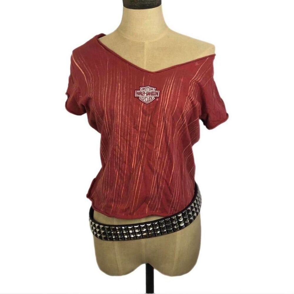 Harley-davidson Women's Red and Orange Shirt